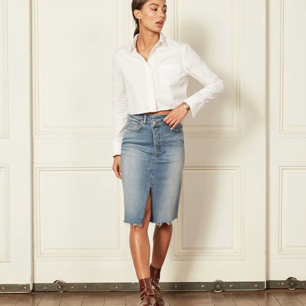 EUC Boyish Denim Midi Skirt "The Andy"